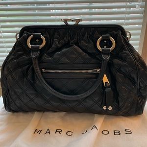 RARE Vintage Marc Jacobs Stam Quilted Leather Bag Black with Silver Hardware